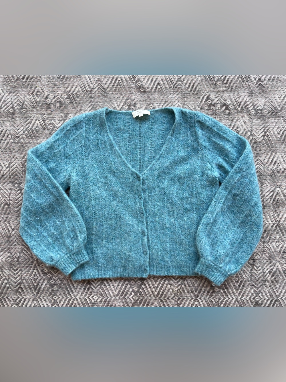 Sézane Antonetta Cardigan Island Blue Super Kid Mohair Wool Small - Picture 2 of 8